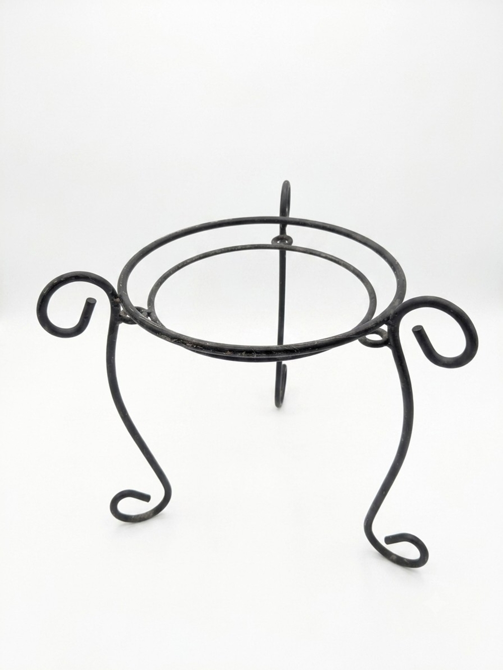 14" Wrought Iron Style Scrollwork Plant Stand Dual Ring Basin Holder Tripod